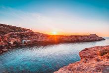 sunset and a bay on Ibiza