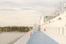 Ferry with forest view