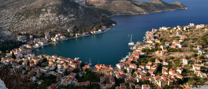 Harbour of Megisti from up hill